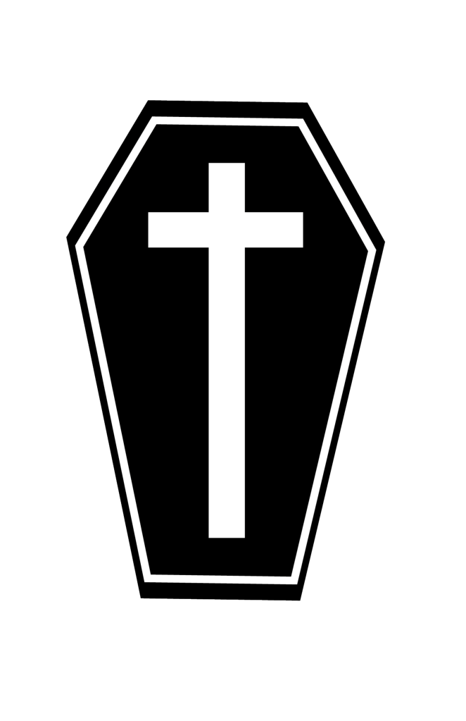 graphic of coffin with cross